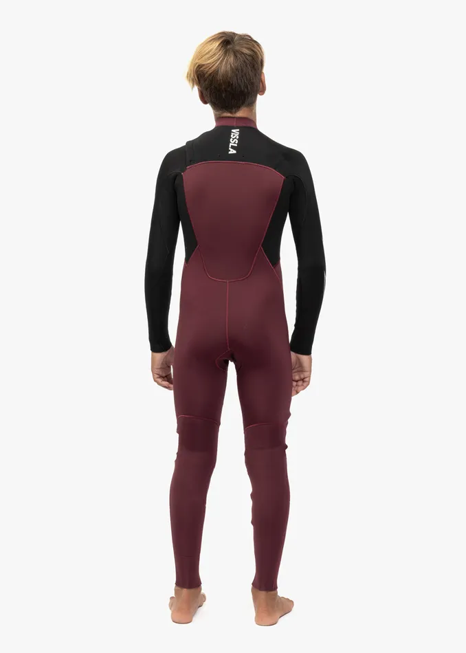 Wetsuits Youth 7 Seas Boys 32 Bolt Full Chest Zip Wetsuit Wine Vissla