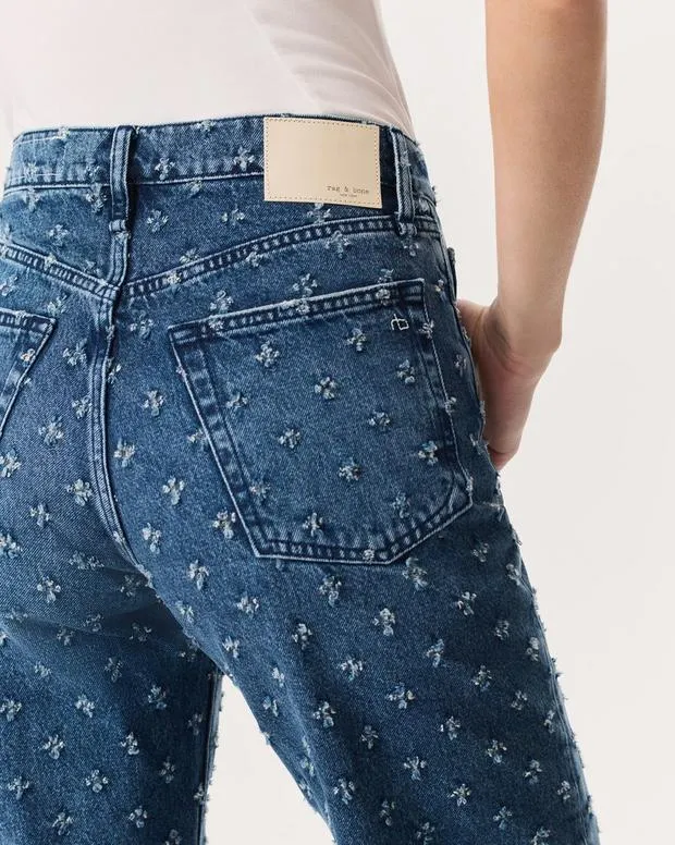 WideLeg and BarrelJeans rag and bone Women Shea Textured AnkleLength Relaxed Straight Jeans Vintage Tweed