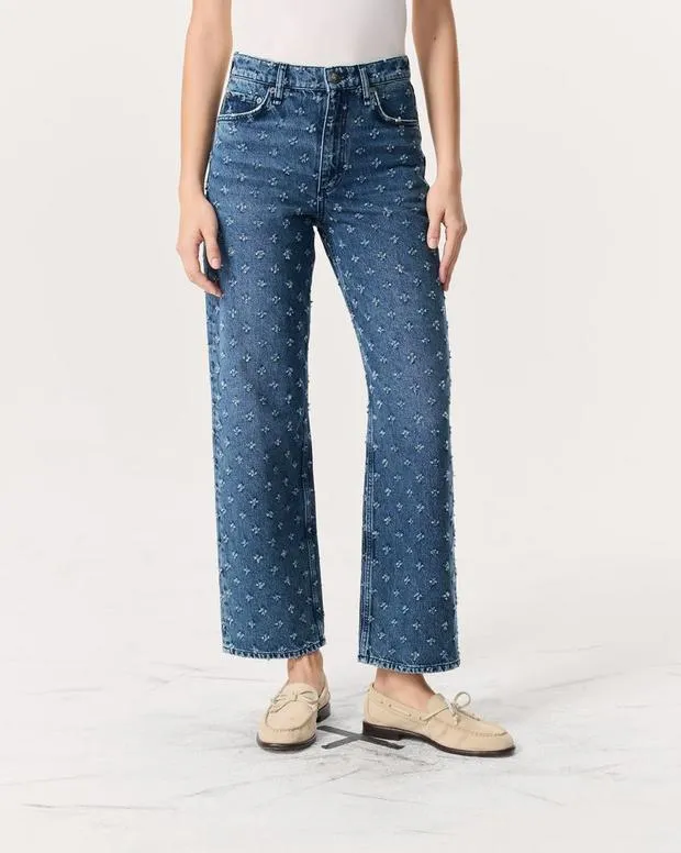 WideLeg and BarrelJeans rag and bone Women Shea Textured AnkleLength Relaxed Straight Jeans Vintage Tweed