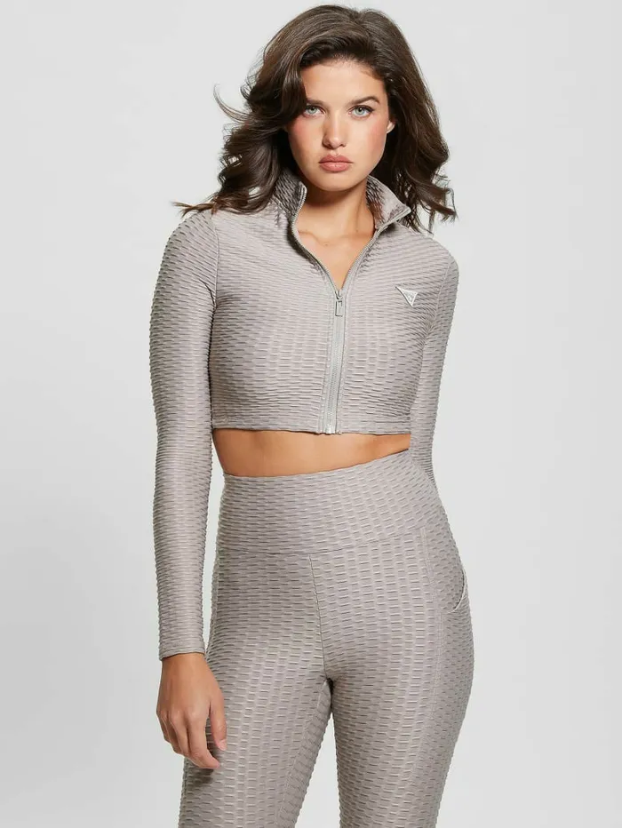 Women Activewear GUESS Eco Delma Active Zip Jacket Lunar Stone