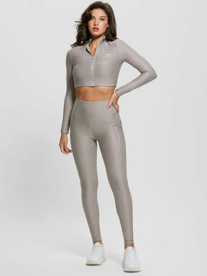 Women Activewear GUESS Eco Delma Active Zip Jacket Lunar Stone Women Activewear GUESS Eco Delma Active Zip Jacket Lunar Stone