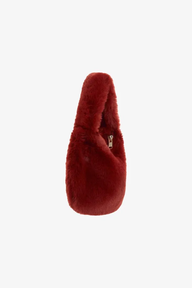Women ALIX Mini Faux Fur Hobo Bag Maroon LAMARQUE Bags