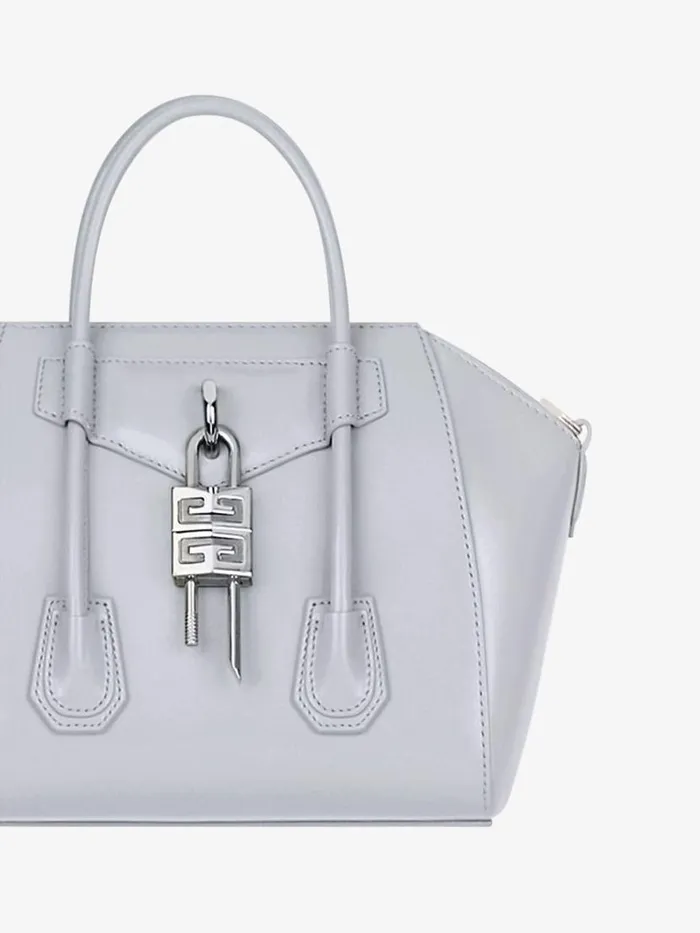 Women Antigona Givenchy Small Antigona Lock Bag In Box Leather Light Grey Women Antigona Givenchy Small Antigona Lock Bag In Box Leather Light Grey