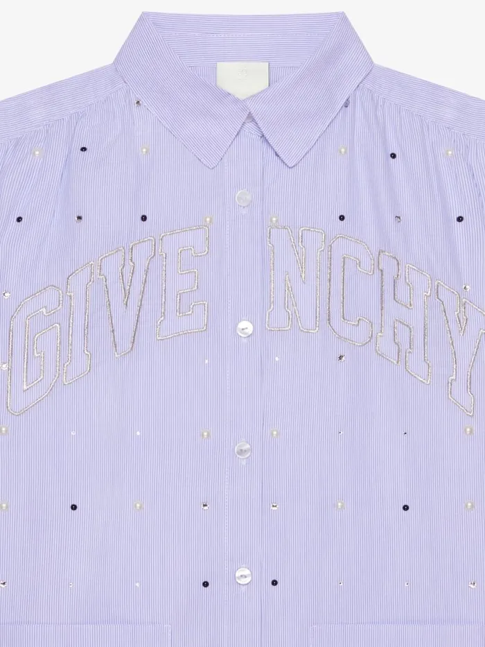 Women Baby 1 Month To 3 Years Givenchy GIVENCHY College Shirt Dress In Cotton With Stripes Whiteblue
