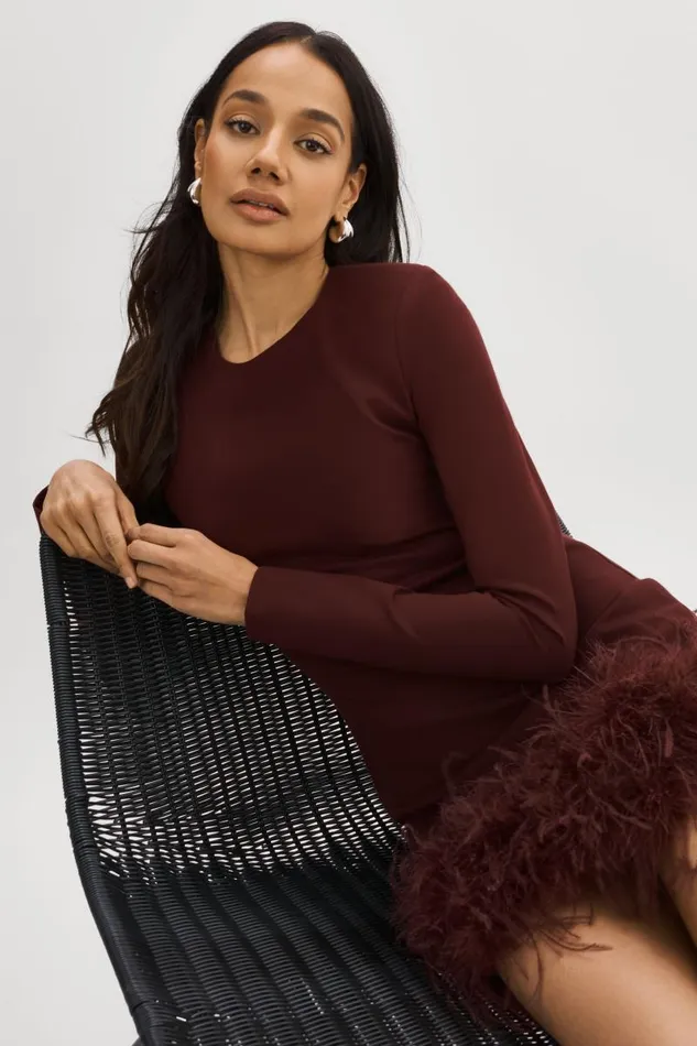 Women BAHIRA Mini Dress Mahogany LAMARQUE Dresses Women BAHIRA Mini Dress Mahogany LAMARQUE Dresses