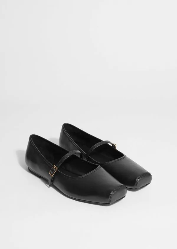 Women Ballerinas and Other Stories SquareToe Ballet Flats Black