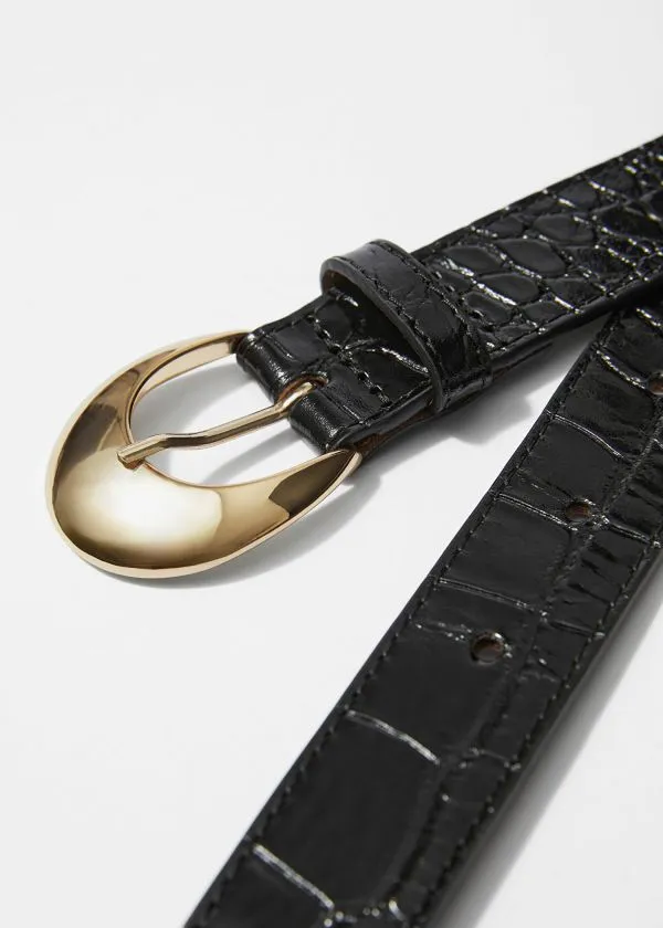 Women Belts and Other Stories CrescentBuckle Leather Belt Black Women Belts and Other Stories CrescentBuckle Leather Belt Black