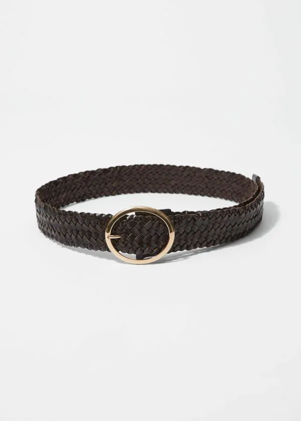 Women Belts and Other Stories Woven Leather Belt Mahogany