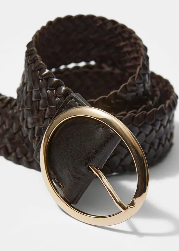 Women Belts and Other Stories Woven Leather Belt Mahogany
