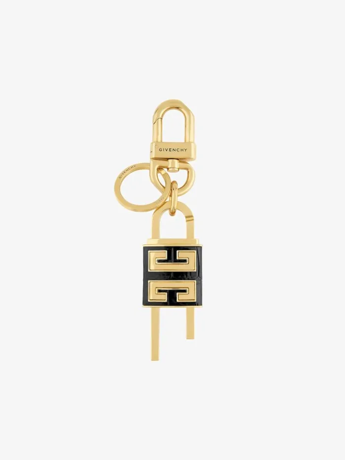 Women Belts Givenchy 4G Padlock Keyring In Metal And Leather Black