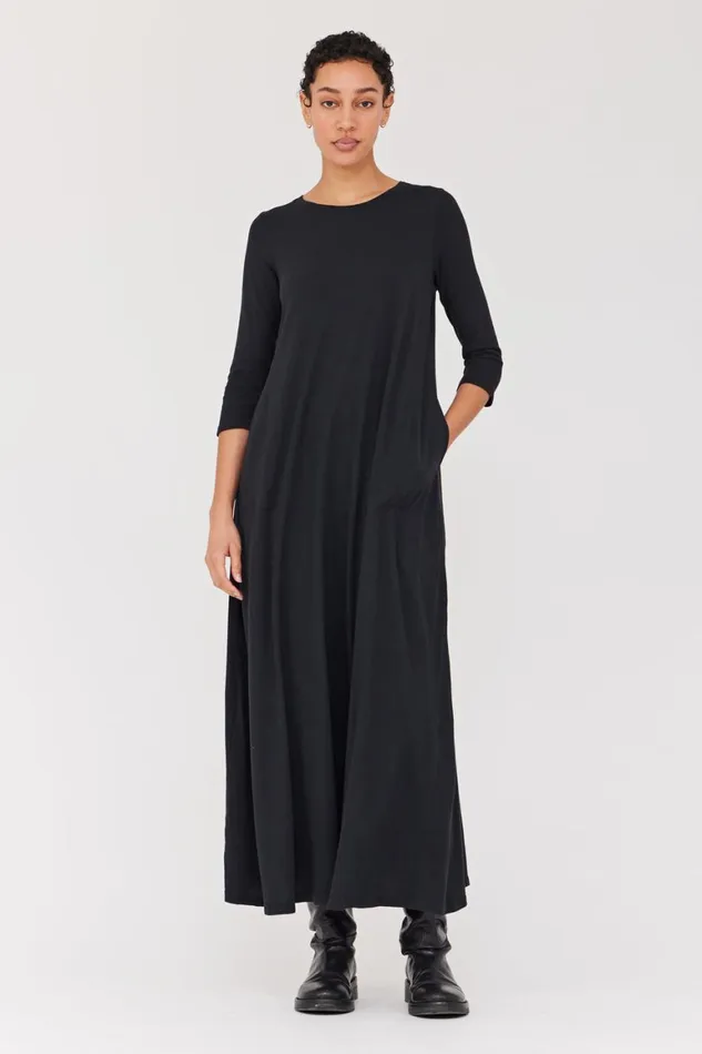 Women Black Classic Jersey Drama Maxi Dress Raquel Allegra Dresses