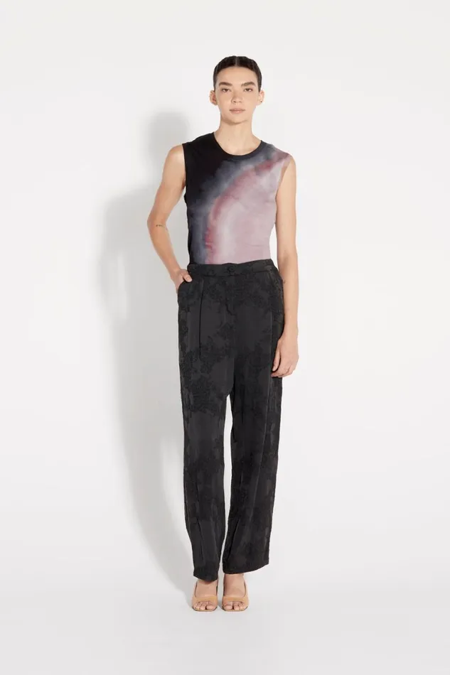 Women Black Silk Jacquard Bianca Pant Raquel Allegra Bottoms