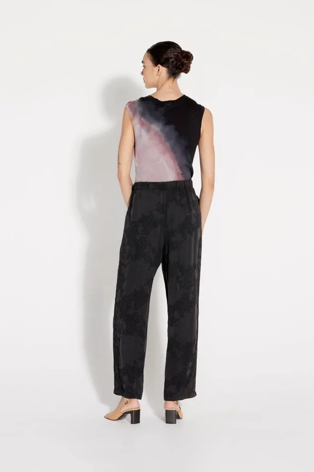 Women Black Silk Jacquard Bianca Pant Raquel Allegra Bottoms
