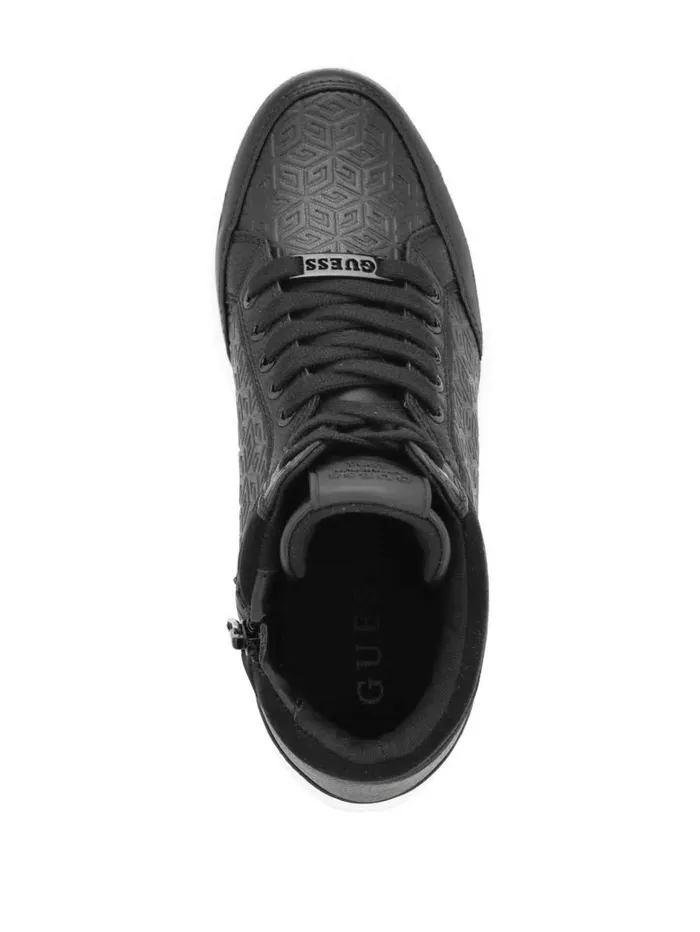 Women Blairin Rhinestone Logo Wedge Sneakers Black Leather Sneakers GUESS Women Blairin Rhinestone Logo Wedge Sneakers Black Leather Sneakers GUESS