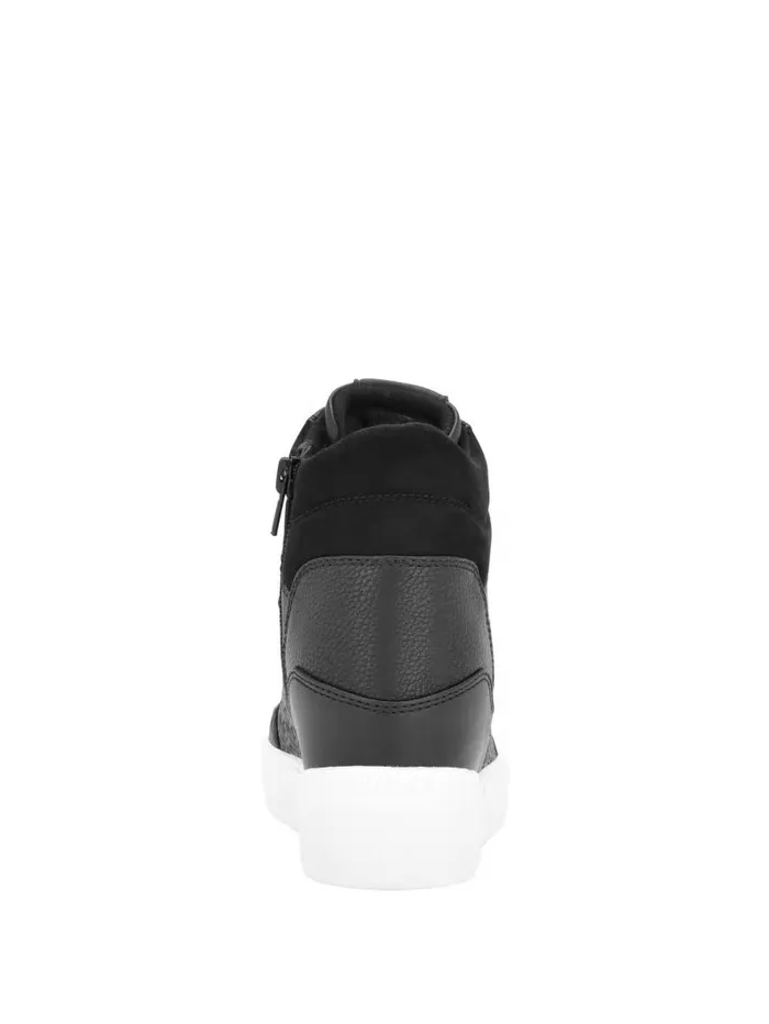 Women Blairin Rhinestone Logo Wedge Sneakers Black Leather Sneakers GUESS Women Blairin Rhinestone Logo Wedge Sneakers Black Leather Sneakers GUESS