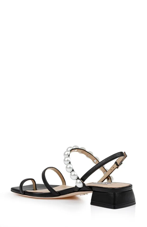 Women Block Heels Badgley Mischka Joelle Low Block Heel Sandals Black Leather