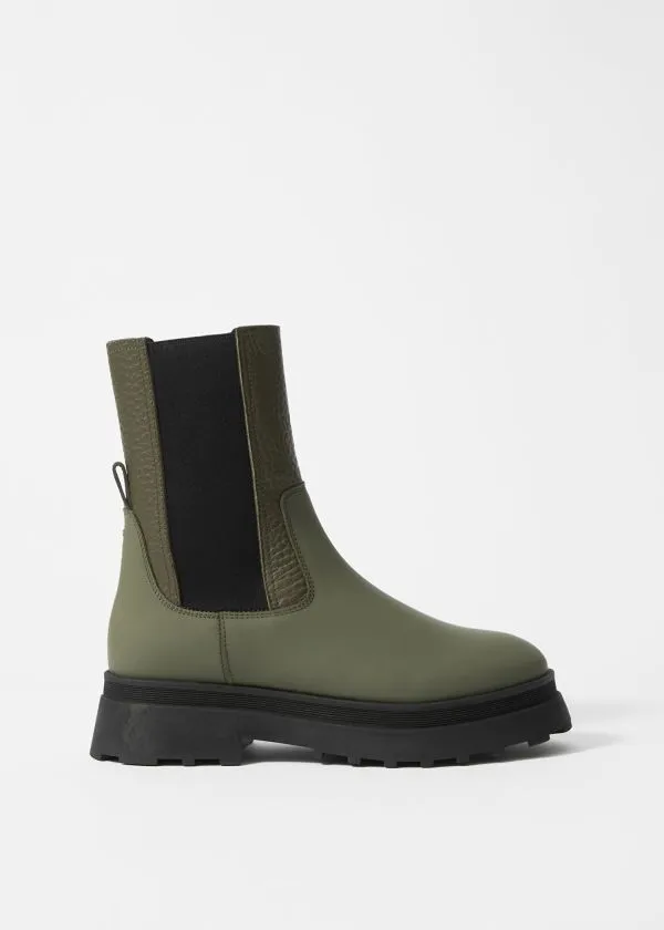 Women Boots and Other Stories Lined Leather Chelsea Boots Dusty Green