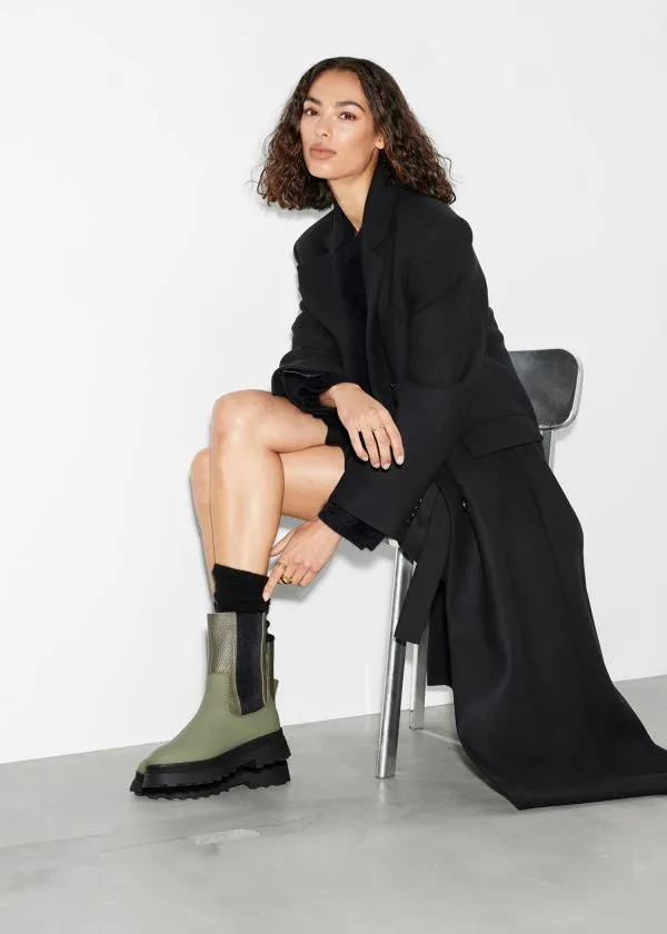 Women Boots and Other Stories Lined Leather Chelsea Boots Dusty Green