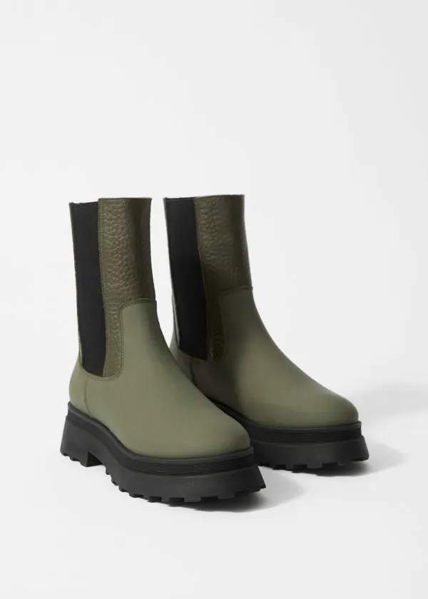 Women Boots and Other Stories Lined Leather Chelsea Boots Dusty Green