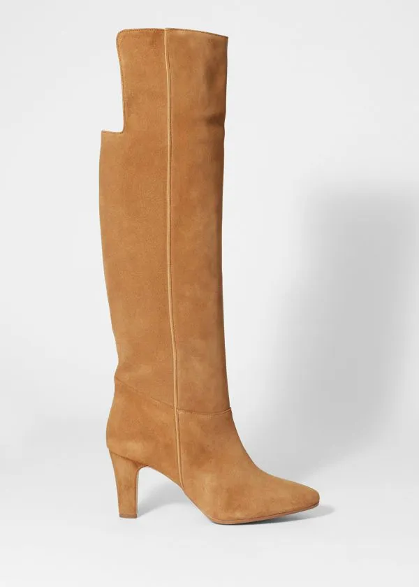 Women Boots and Other Stories Suede Knee Boots Cognac Suede