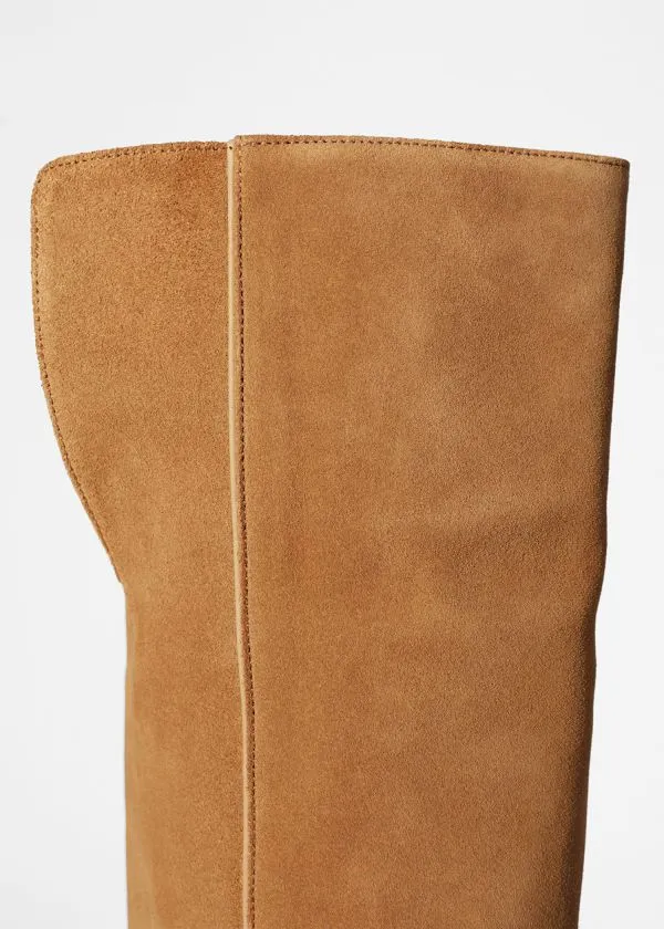 Women Boots and Other Stories Suede Knee Boots Cognac Suede