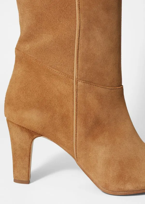 Women Boots and Other Stories Suede Knee Boots Cognac Suede