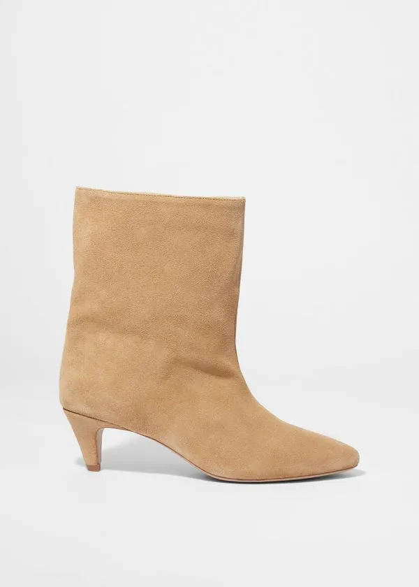 Women Boots and Other Stories WideShaft Ankle Boots Beige Suede