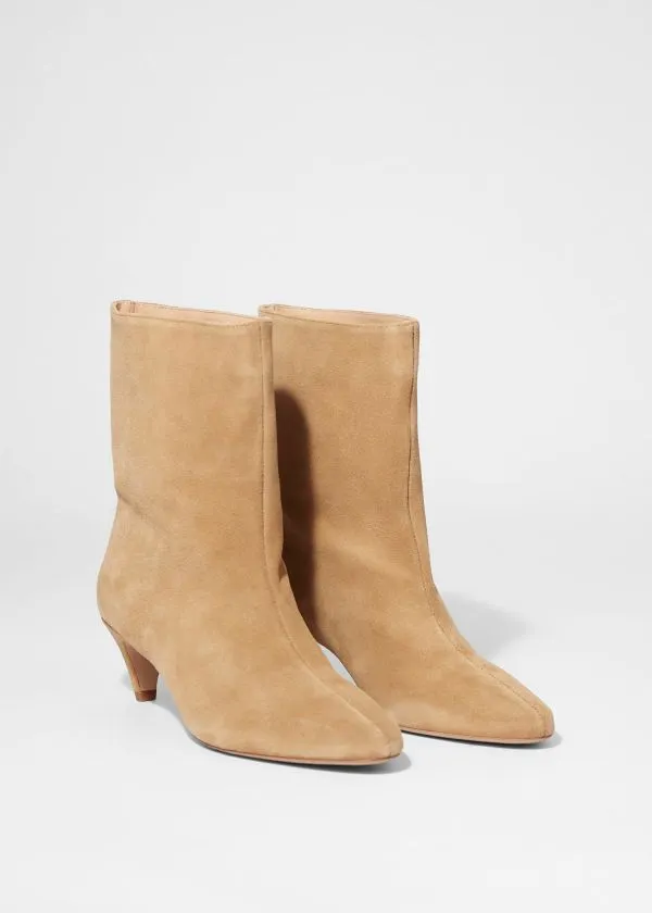 Women Boots and Other Stories WideShaft Ankle Boots Beige Suede