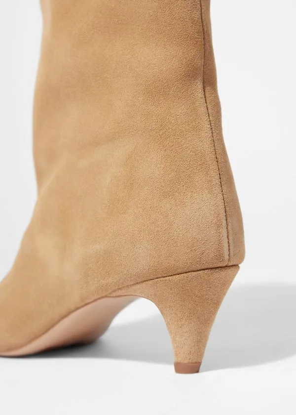 Women Boots and Other Stories WideShaft Ankle Boots Beige Suede