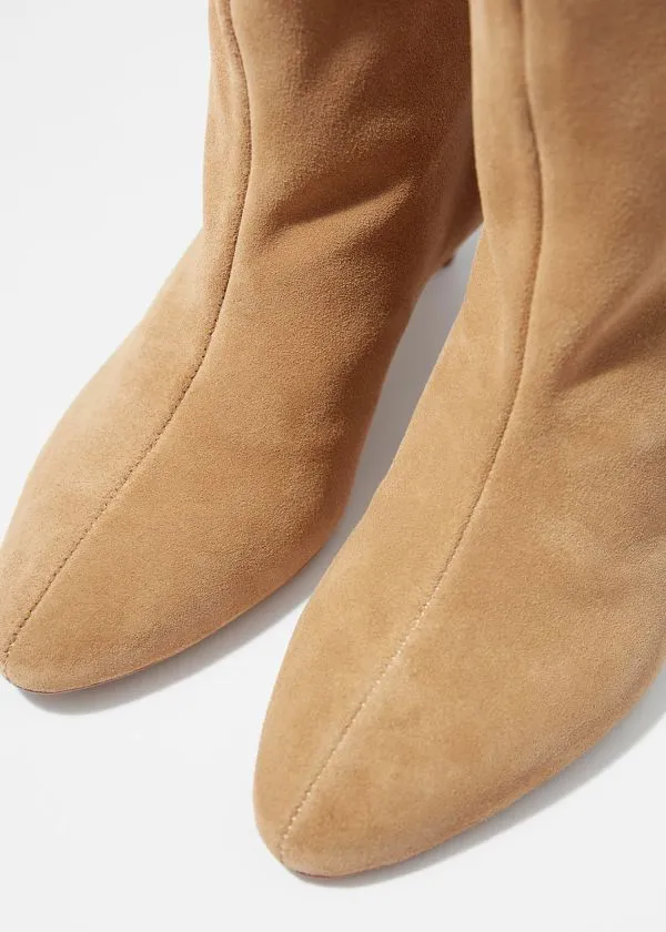 Women Boots and Other Stories WideShaft Ankle Boots Beige Suede