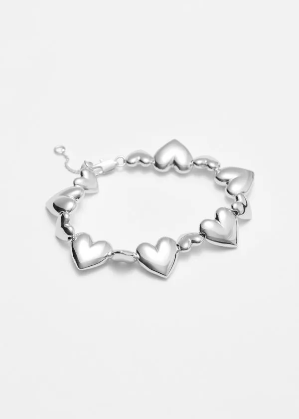 Women Bracelets and Other Stories Heart Charm Bracelet Silver