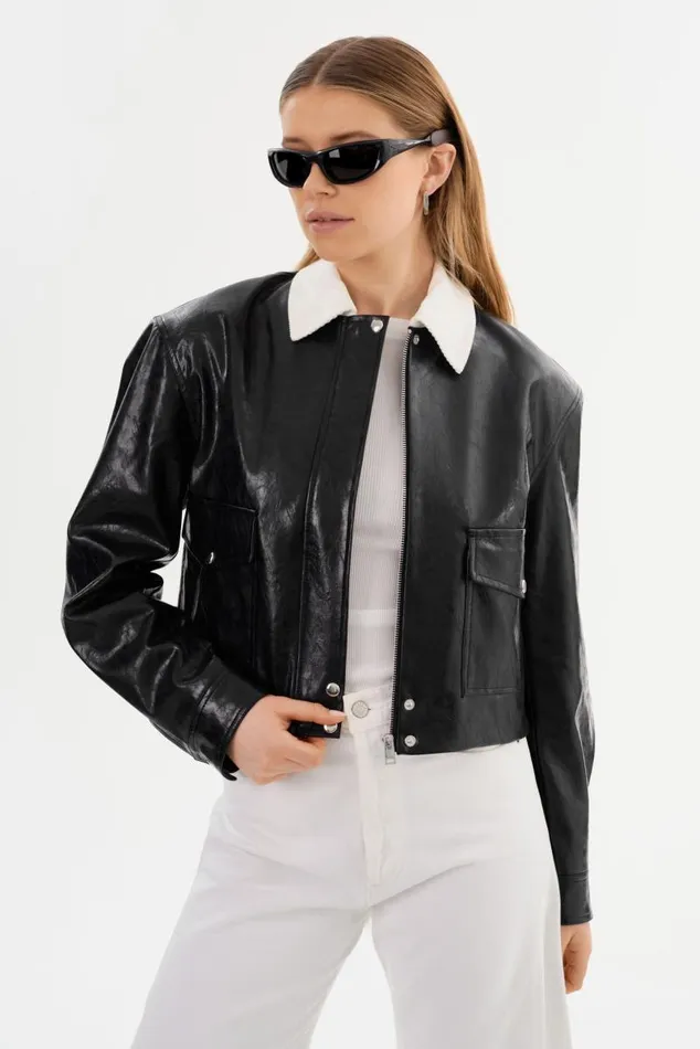 Women BRAYLIN Faux Leather Jacket Black LAMARQUE Leather Jackets