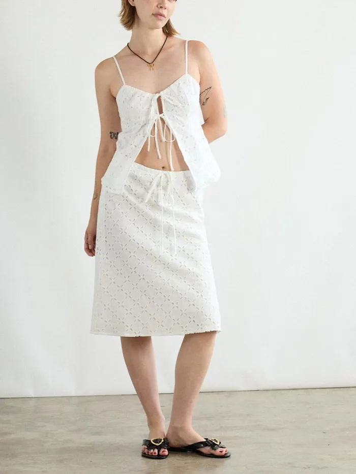 Women Cedar Eyelet Skirt White Lisa Says Gah Skirts