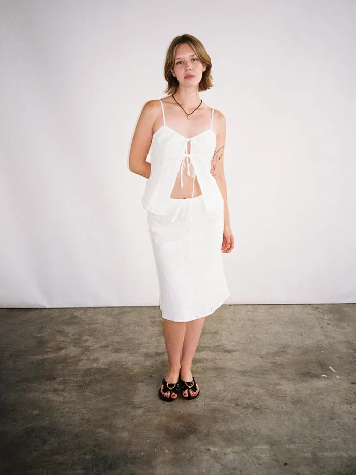 Women Cedar Eyelet Skirt White Lisa Says Gah Skirts