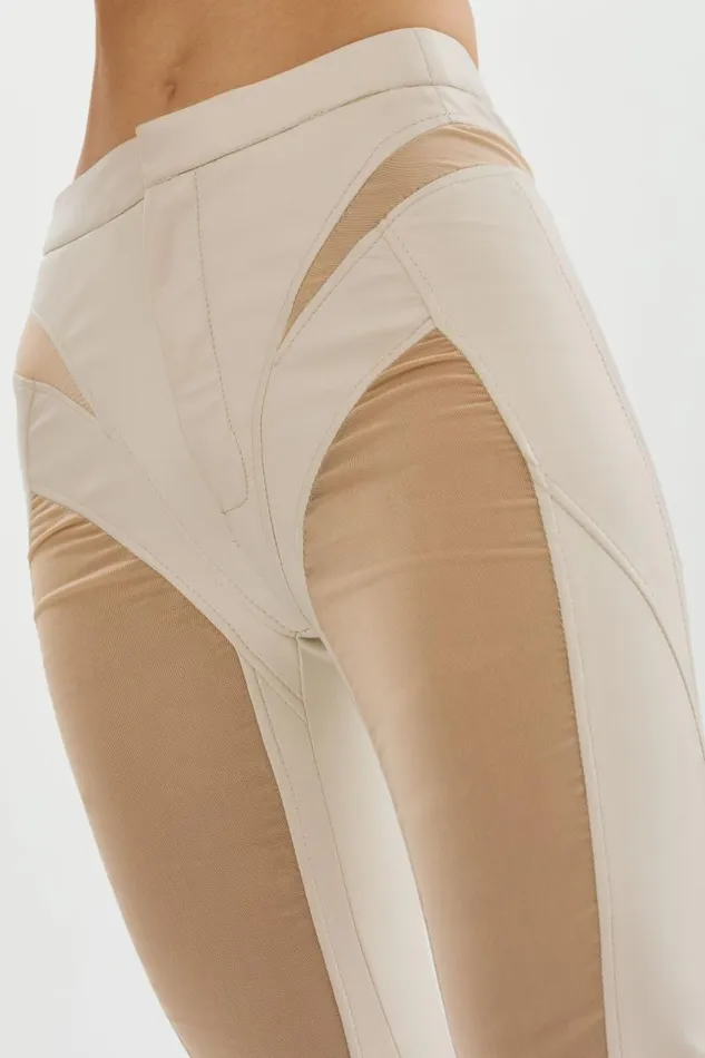 Women CELICIA Faux Leather Mesh Leggings Bone LAMARQUE Pants and Shorts Women CELICIA Faux Leather Mesh Leggings Bone LAMARQUE Pants and Shorts
