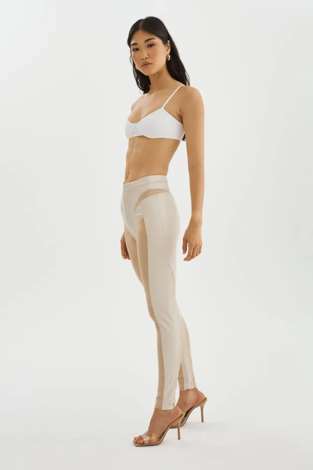 Women CELICIA Faux Leather Mesh Leggings Bone LAMARQUE Pants and Shorts Women CELICIA Faux Leather Mesh Leggings Bone LAMARQUE Pants and Shorts