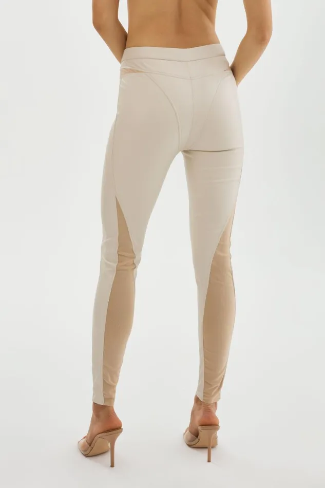 Women CELICIA Faux Leather Mesh Leggings Bone LAMARQUE Pants and Shorts Women CELICIA Faux Leather Mesh Leggings Bone LAMARQUE Pants and Shorts