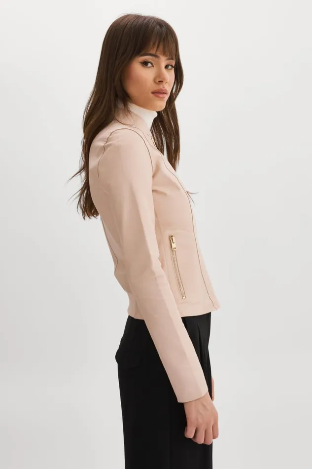 Women CHAPIN Reversible Leather Bomber Ballet Pink LAMARQUE Leather Jackets