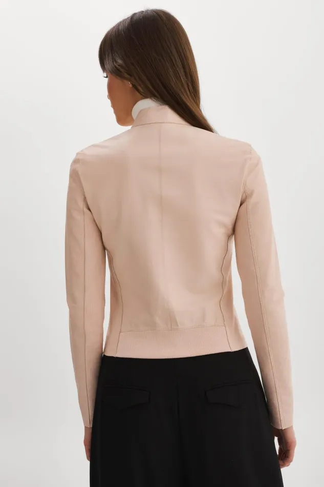 Women CHAPIN Reversible Leather Bomber Ballet Pink LAMARQUE Leather Jackets