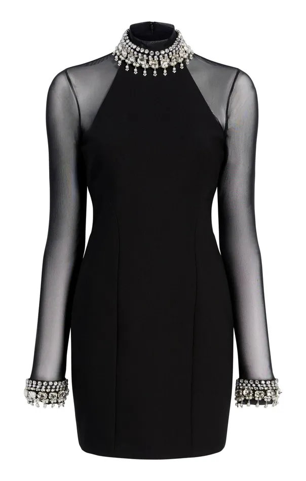 Women Cinq Sept Cocktail and Evening Pearl Trim Loretta Dress Blacksilver