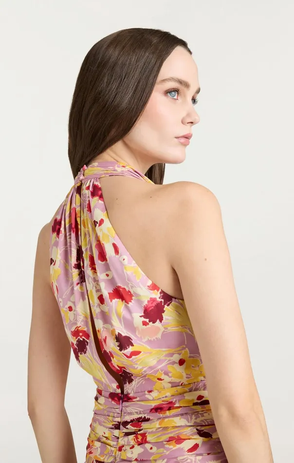 Women Cinq Sept Cocktail and Evening Tossed Floral Olivia Dress Mauve Orchid Multi