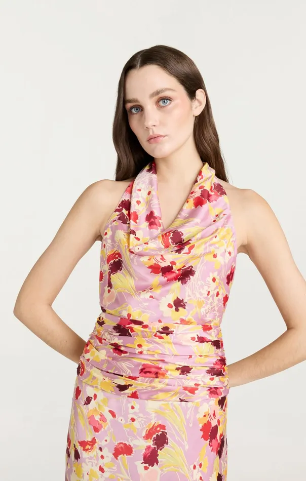 Women Cinq Sept Cocktail and Evening Tossed Floral Olivia Dress Mauve Orchid Multi