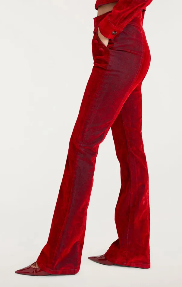 Women Cinq Sept Denim Flocked Denim Suzette Pant Pomegranate
