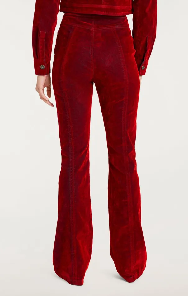 Women Cinq Sept Denim Flocked Denim Suzette Pant Pomegranate