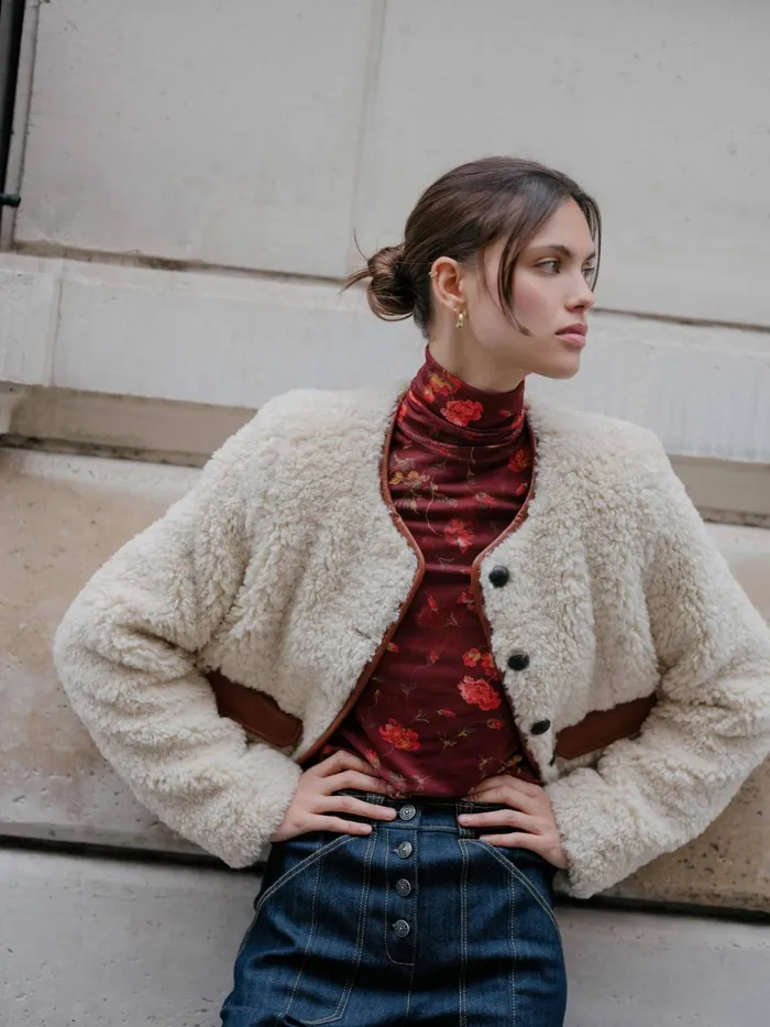 Women Cinq Sept Jackets Naia Jacket Ivorymahogany