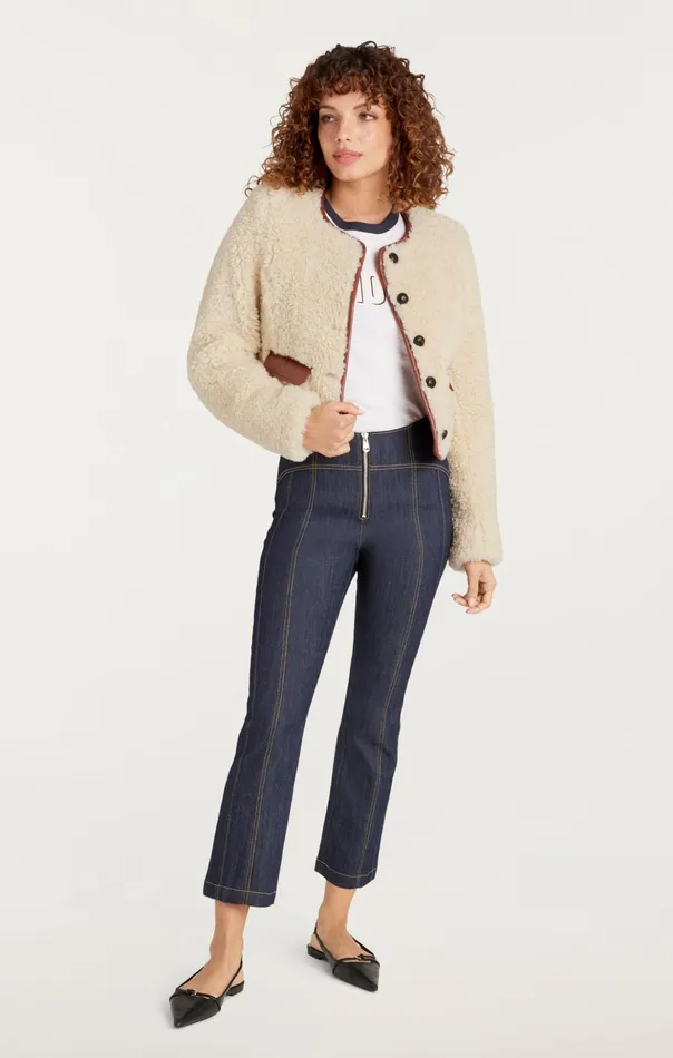 Women Cinq Sept Jackets Naia Jacket Ivorymahogany