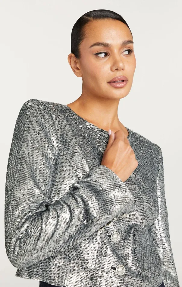 Women Cinq Sept Jackets Sequin Randi Jacket Silver