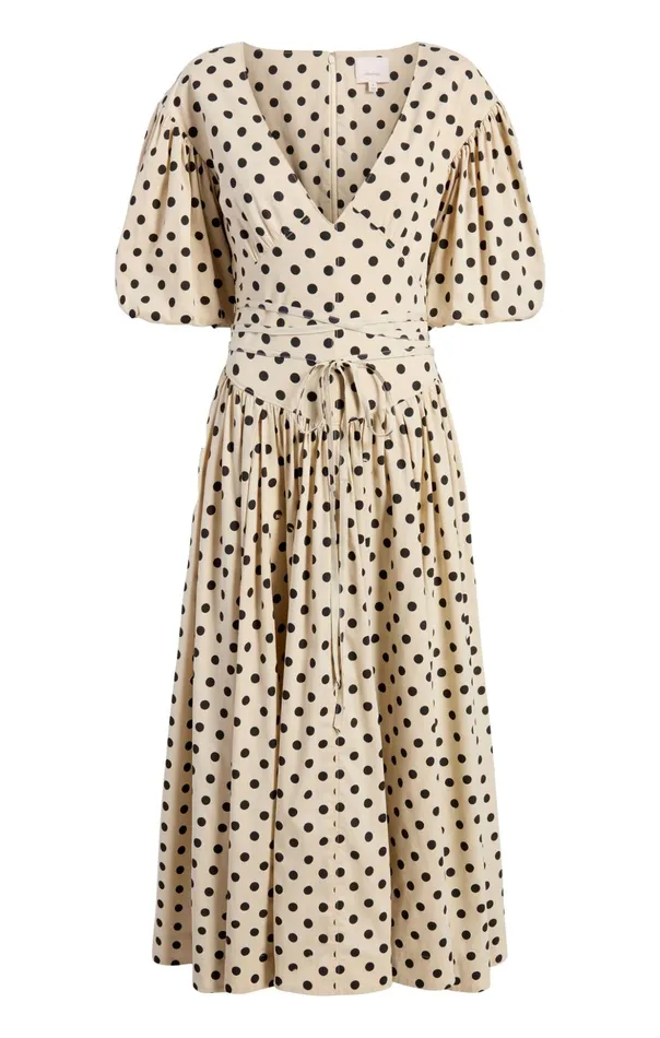 Women Cinq Sept Midi Stassie Dress Polka Dot Gardeniablack