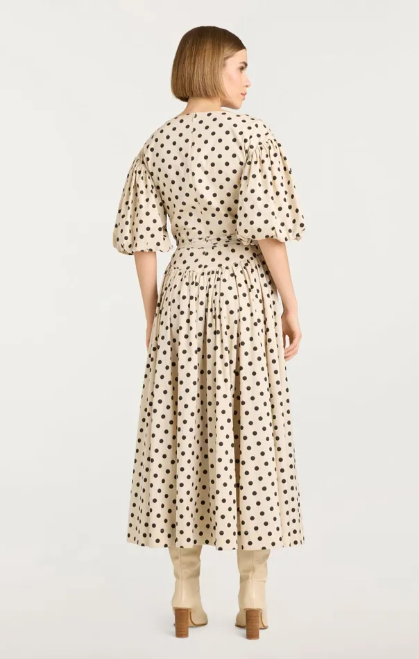 Women Cinq Sept Midi Stassie Dress Polka Dot Gardeniablack