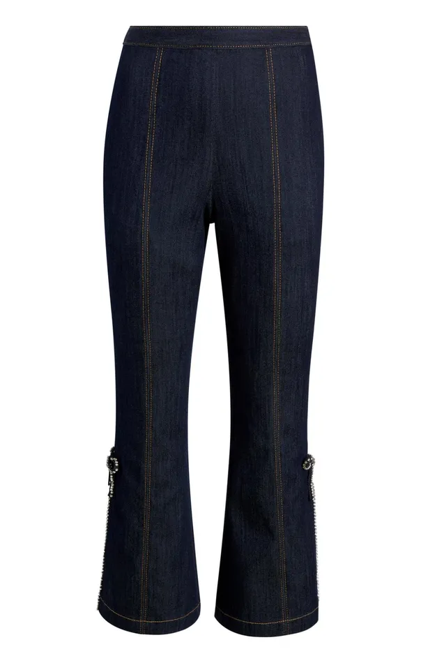 Women Cinq Sept Pants Crystal Bow Ayleen Pant Indigo